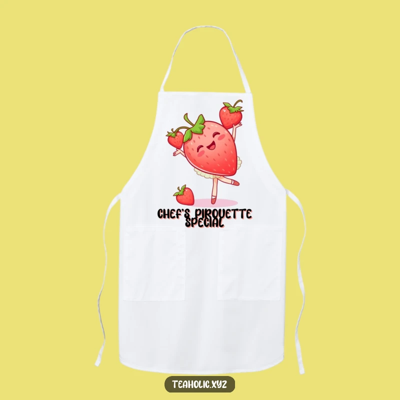Funny Strawberry Ballet Apron: Joyful Pirouette Kitchen Wear, Chef Gift