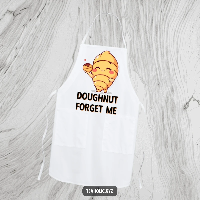 Funny Croissant Apron: A winking croissant character offers a small pastry, bringing a touch of French charm and humor to the kitchen.