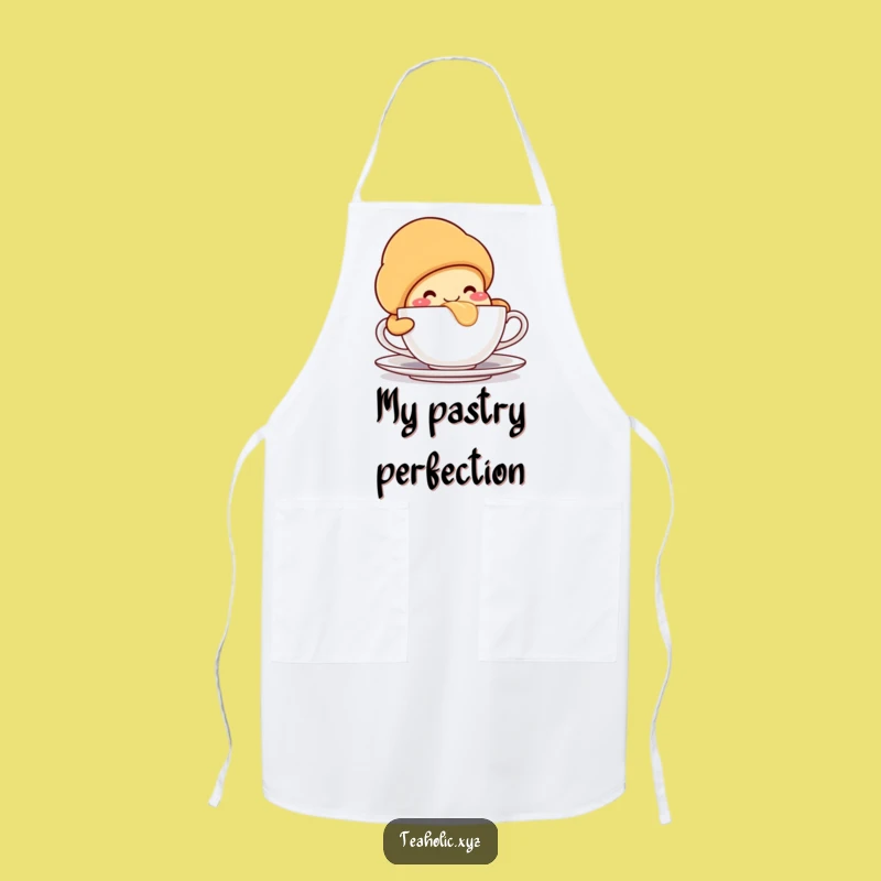Funny Croissant Teacup Apron: Cook with Morning Charm