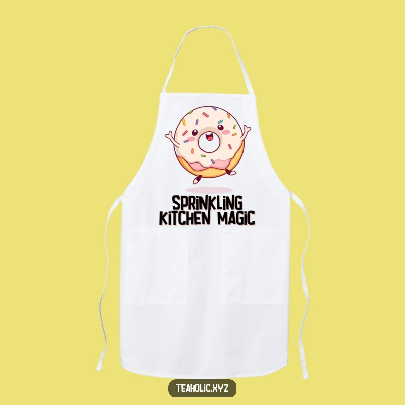 Funny Donut Jump Apron: Happy Sprinkled Donut Kitchen Wear, Funny Gift