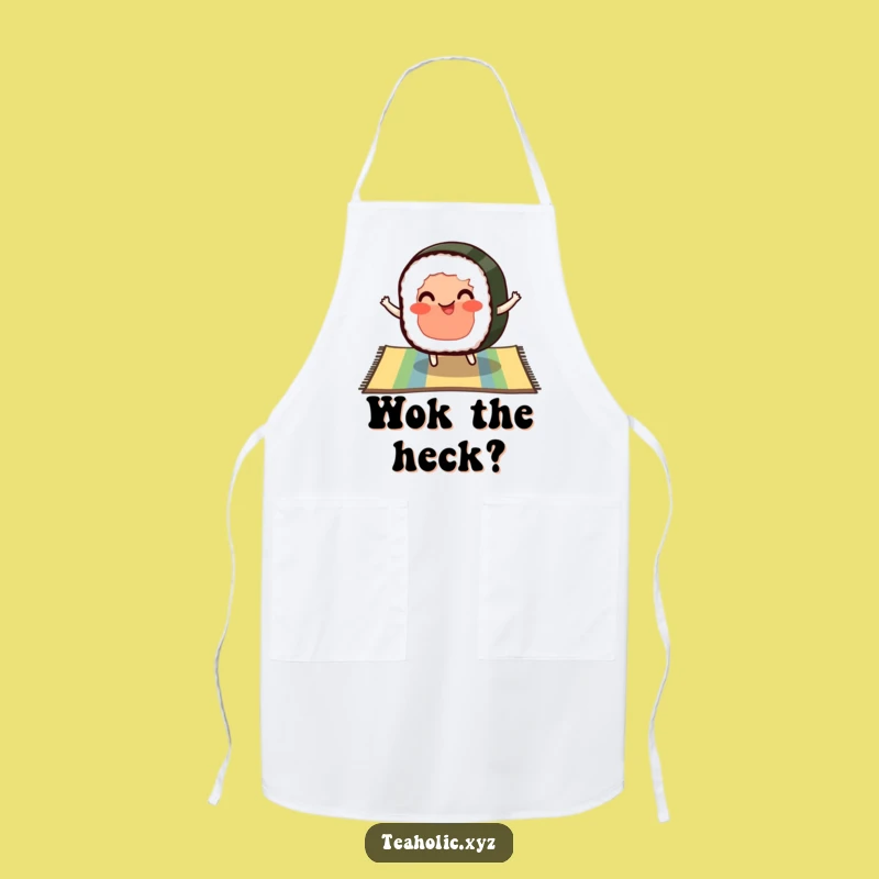 Funny Sushi Apron - Pleased Bouncing Sushi Slice, Chef's Cooking Gift