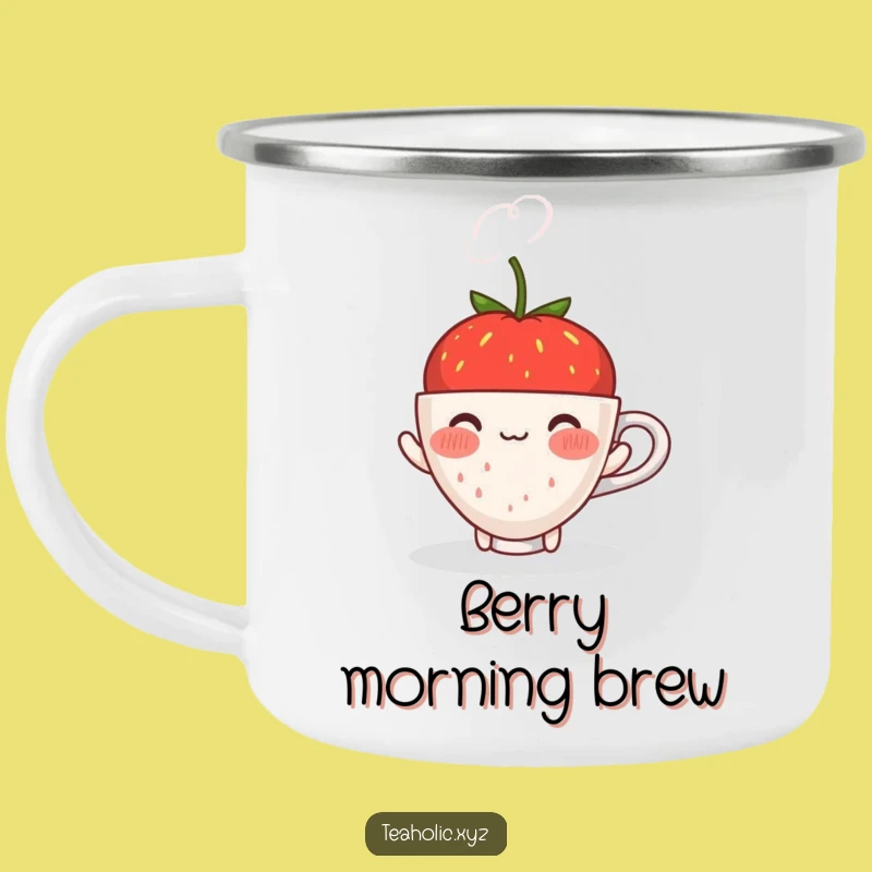 Funny Strawberry Camping Mug: Sweet Sips Outdoors, Perfect Funny Gift