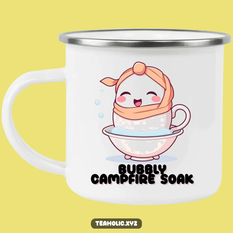Funny Teacup Camping Mug: Relaxed Adventures and Brews