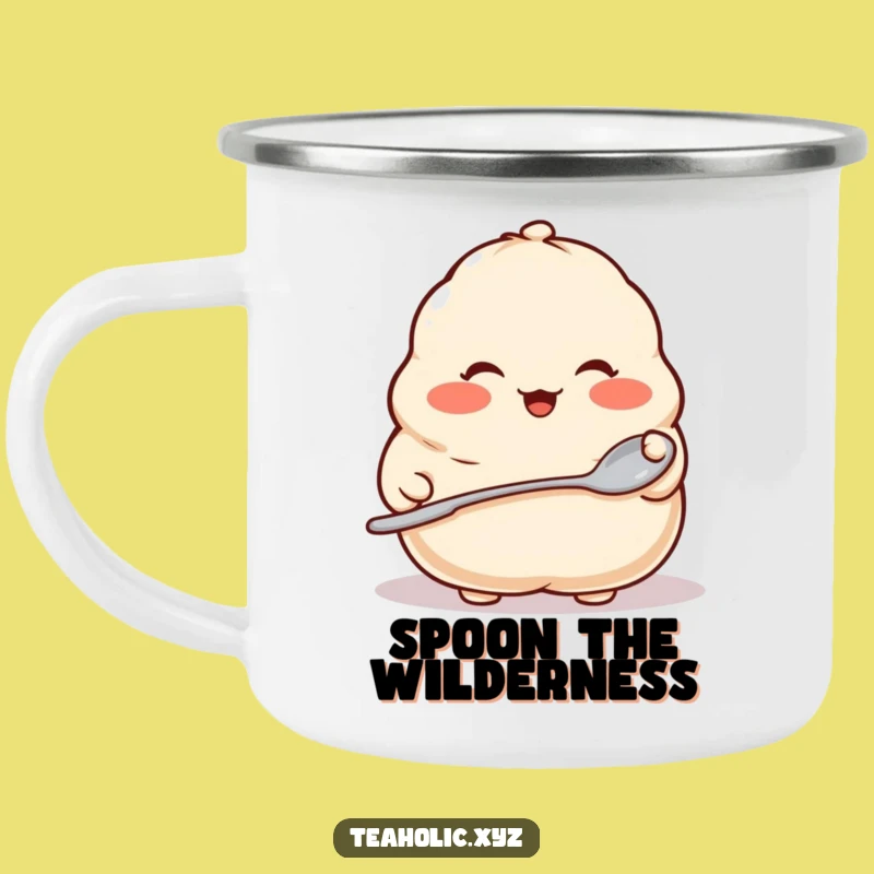 Durable Funny Dumpling Spoon Camping Mug: Adventure Fuel for Foodies
