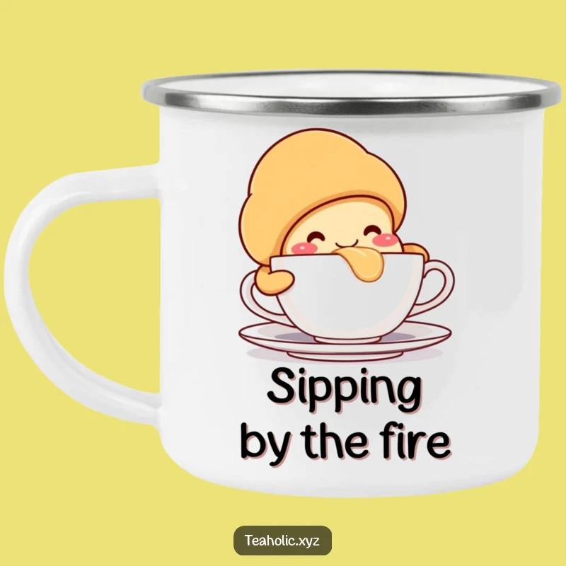 Funny Croissant Teacup Camping Mug: Your Morning Companion for Adventures