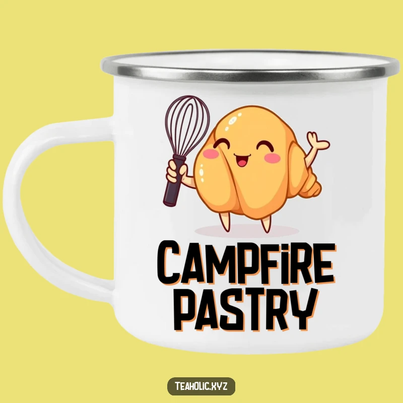 Funny Croissant Whisk Camping Mug: Durable Whimsical Cup, Ideal Funny Gift for Campers