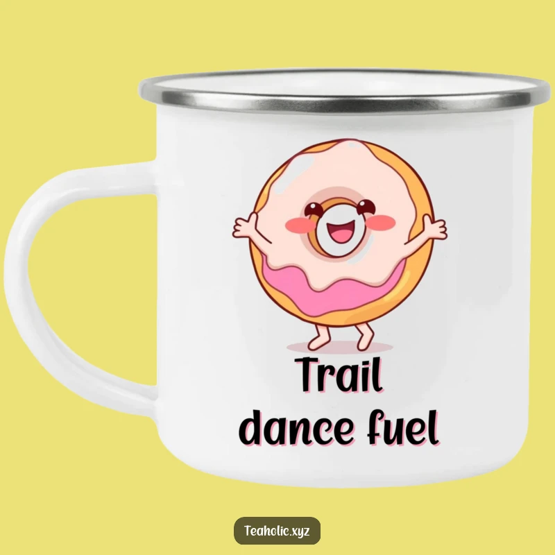 Funny Donut Dance Camping Mug: Adventure Fuel with a Happy Character