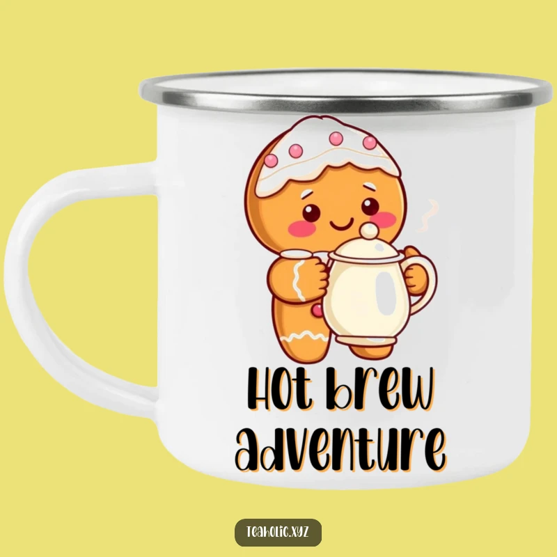 Funny Gingerbread Teapot Camping Mug: Trailside Brews with Holiday Charm, Great Funny Gift