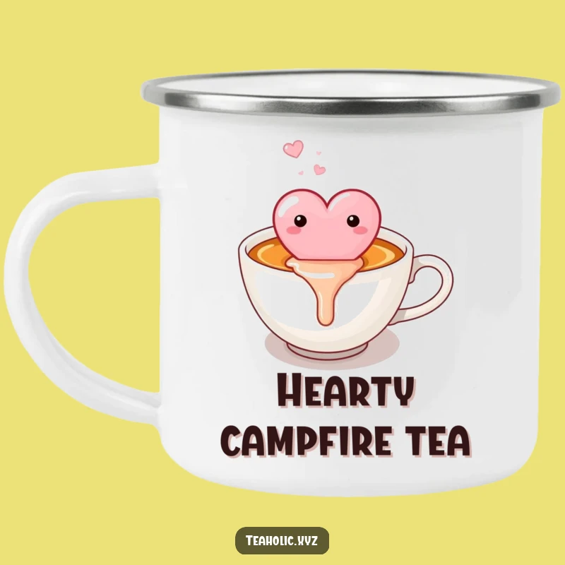 Funny Candy Heart Camping Mug: Sweet Sips Outdoors, Perfect Funny Gift