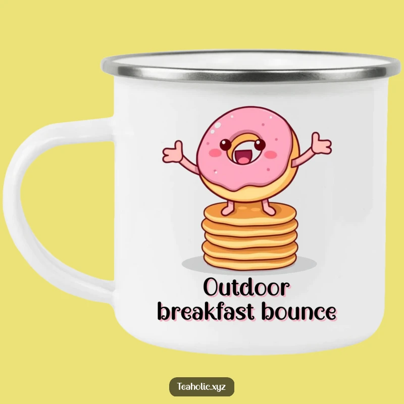 Funny Donut Pancake Bounce Camping Mug - Your Cheerful Outdoor Breakfast Companion