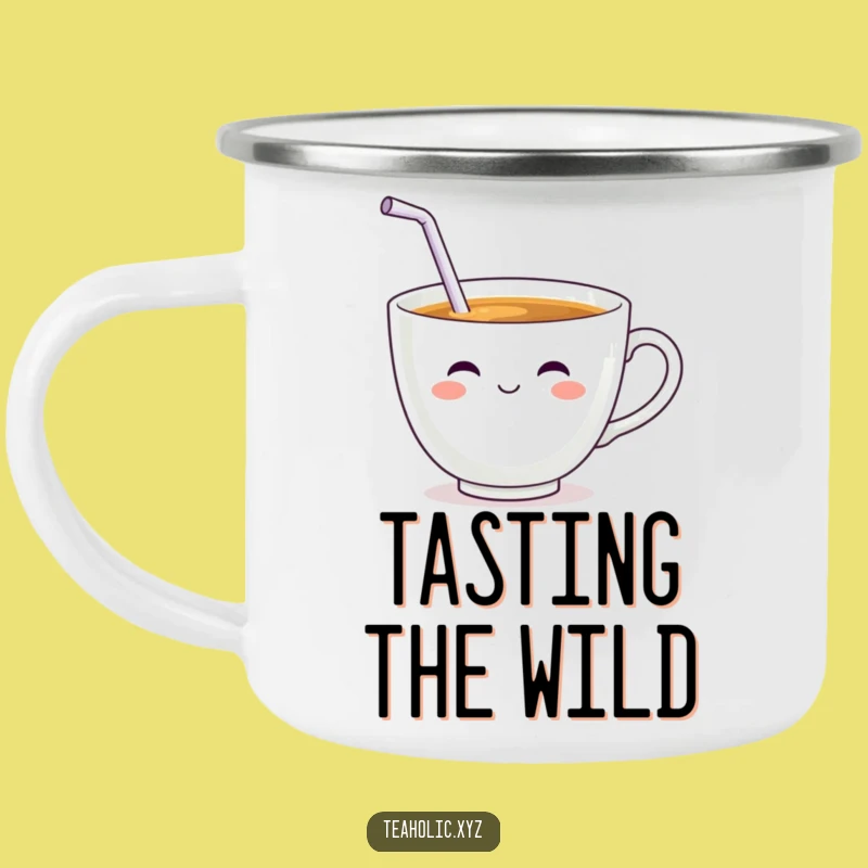 Funny Teacup Sip Camping Mug: Durable Character Drinkware, Perfect Humorous Gift!