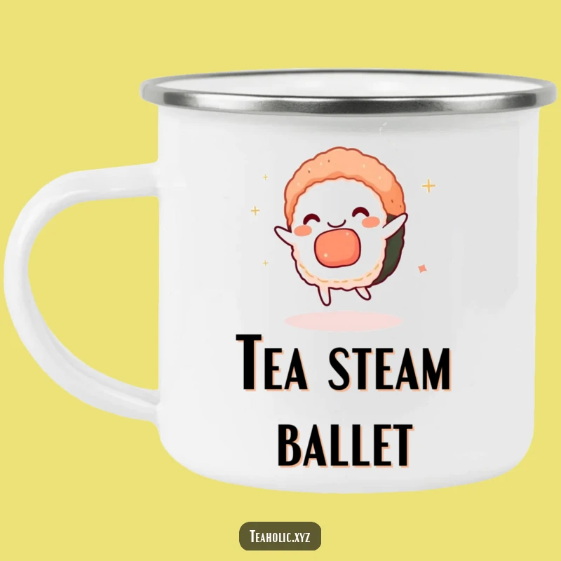 Funny Charmed Sushi Dance Camping Mug - Adventure Fuel with Japanese Charm