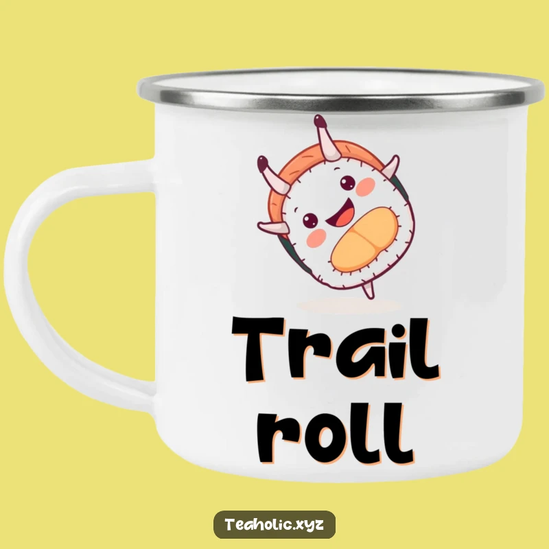 Funny Sushi Somersault Camping Mug: Durable Playful Cup, Ideal Funny Gift for Hikers