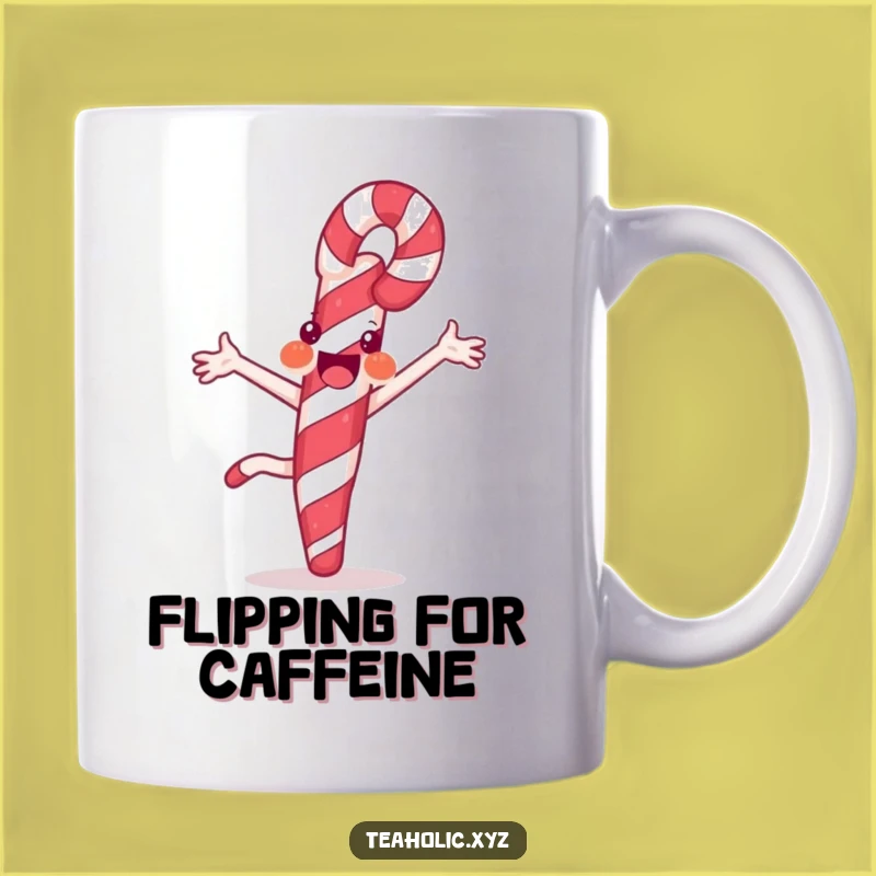 Funny Candy Cane Mug: Joyful Cartwheeling Treat Perfect for Sweet Gifts
