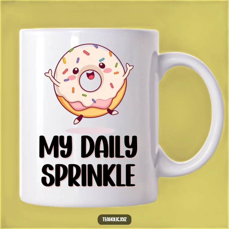 Funny Donut Jump Mug: Happy Sprinkled Donut Design, Perfect Funny Gift