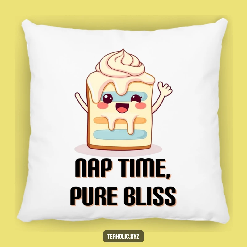 Cozy Funny Happy Cake Slice Pillow - Waving Dessert Cushion Gift