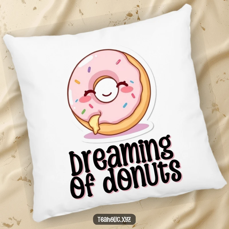 Funny pillow with a happy donut with a bite taken out, winking cheekily, adding soft humor to decor.