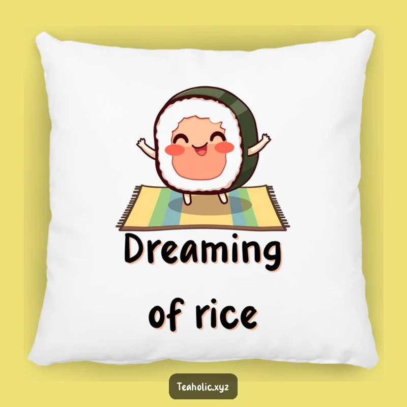 Funny Sushi Pillow - Pleased Bouncing Sushi Slice, Cozy Accent Pillow
