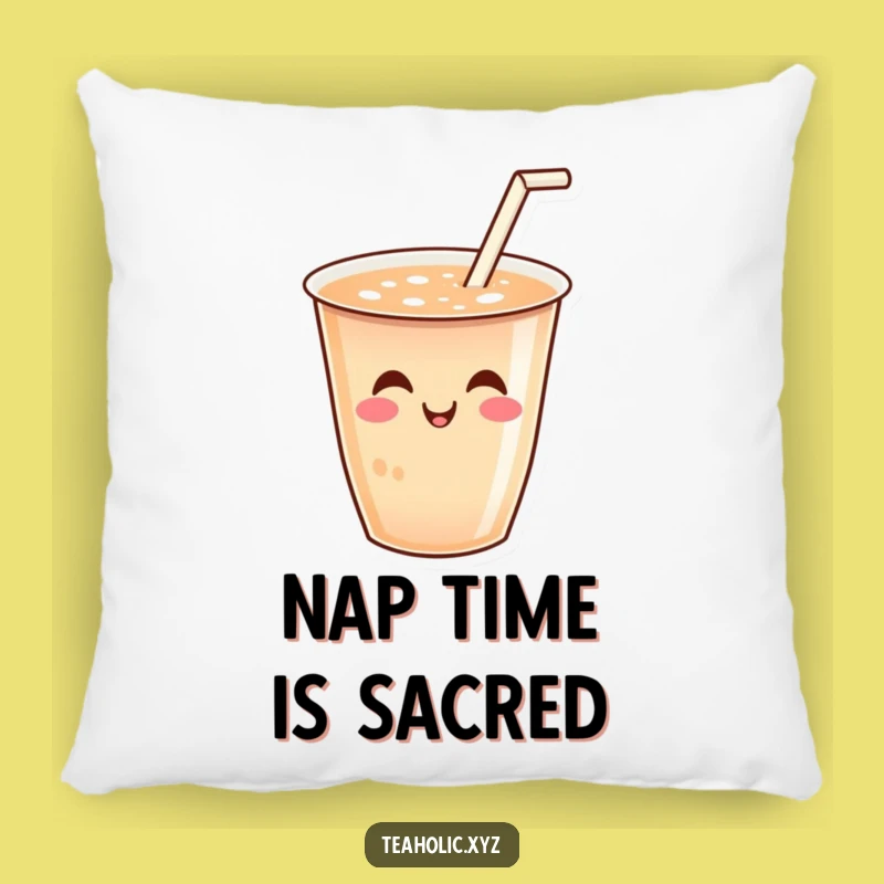 Funny Comfort Pillow - Happy Tea Cup with Wiggling Straw, Cozy Gift