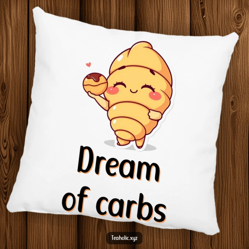 Funny Croissant Pillow: A charming croissant character winks invitingly while offering a mini pastry, providing soft comfort with a humorous twist.