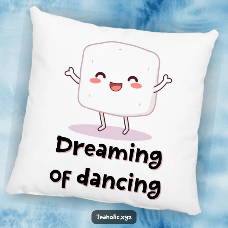Funny Sugar Cube Character Pillow: A soft pillow featuring a small sugar cube with legs doing a happy dance.