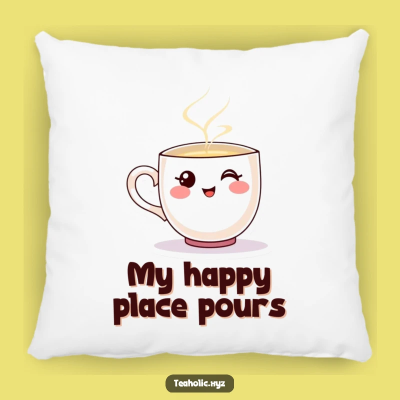 Funny Teacup Pillow: Cozy Comfort with a Steaming Pouring Character