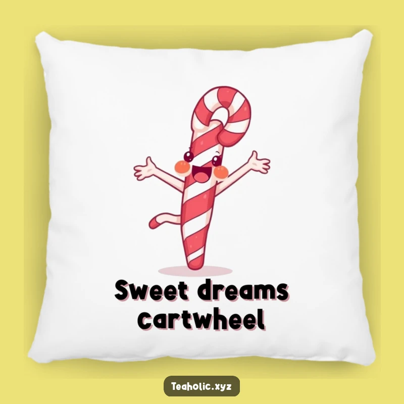 Funny Candy Cane Pillow: Joyful Cartwheeling Sweet Comfort