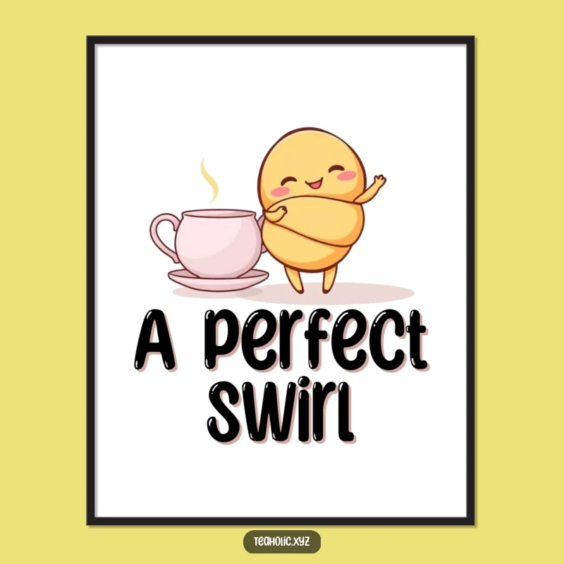 Funny Giggling Croissant Twirl Digital Art - Instant Whimsical Pastry Decor