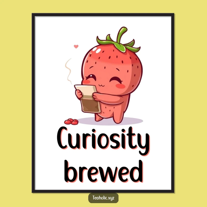 Funny Curious Strawberry Digital Art - Teabag Inspection Instant Download Gift