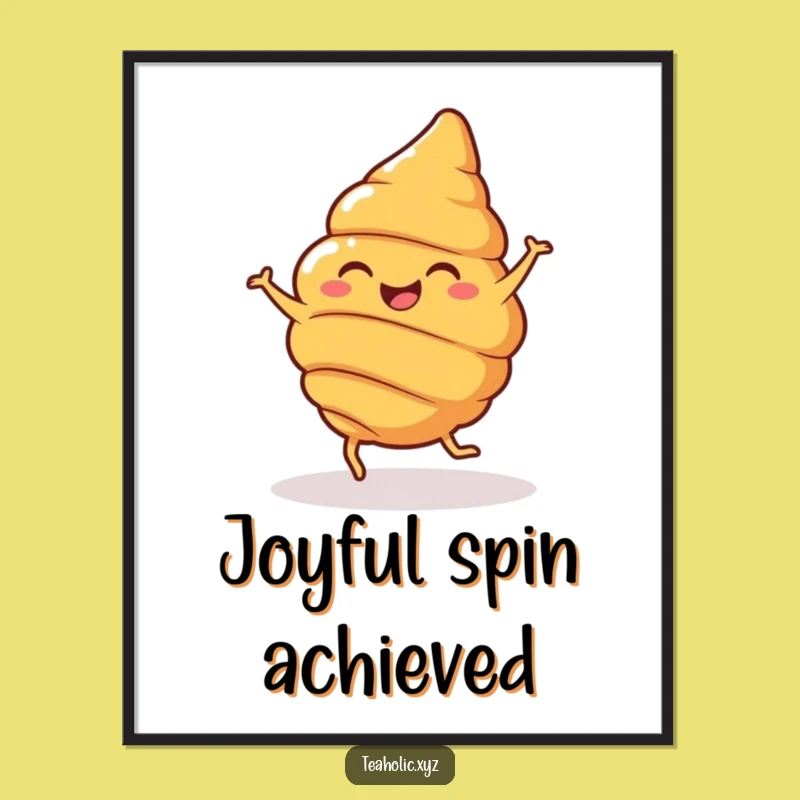 Funny Croissant Spin Digital Art: Cheerful Pastry Download, Instant Funny Gift