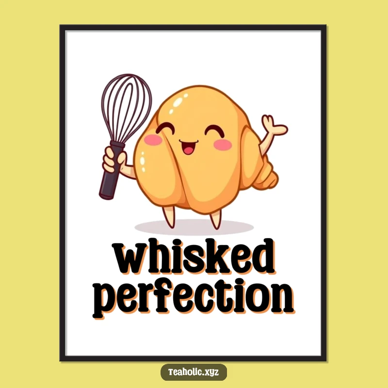 Funny Croissant Whisk Digital Art: Whimsical Baker Decor, Amazing Funny Gift for Walls