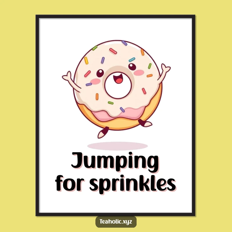 Funny Donut Jump Digital Art: Happy Donut Download, Instant Funny Gift
