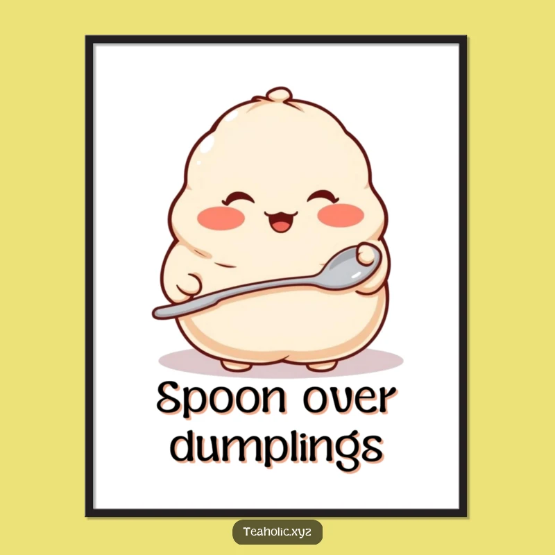 Funny Dumpling Spoon Digital Art: Instant Adorable Foodie Decor