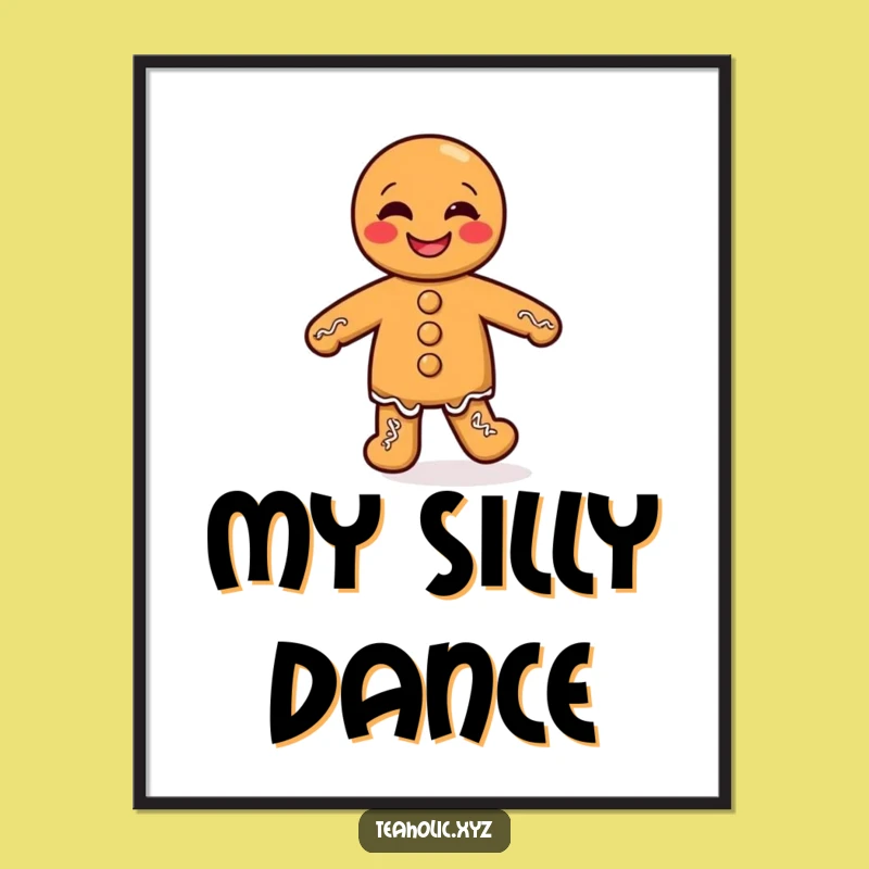 Funny Gingerbread Man Digital Art: Giggling Jigging Cookie Printable Decor