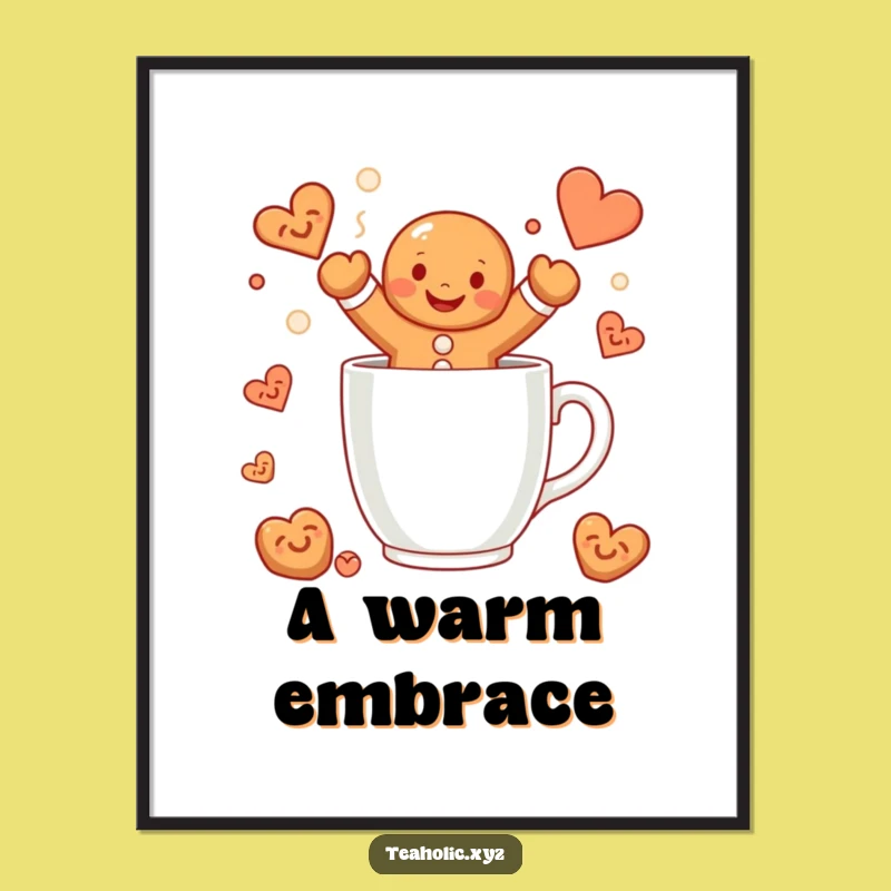 Funny Gingerbread Man Mug Jump Digital Art - Instant Holiday Joy & Decor