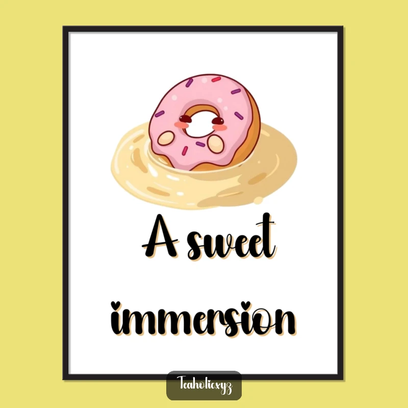 Funny Happy Donut Tea Pool Digital Art - Instant Sweet Decor & Joy