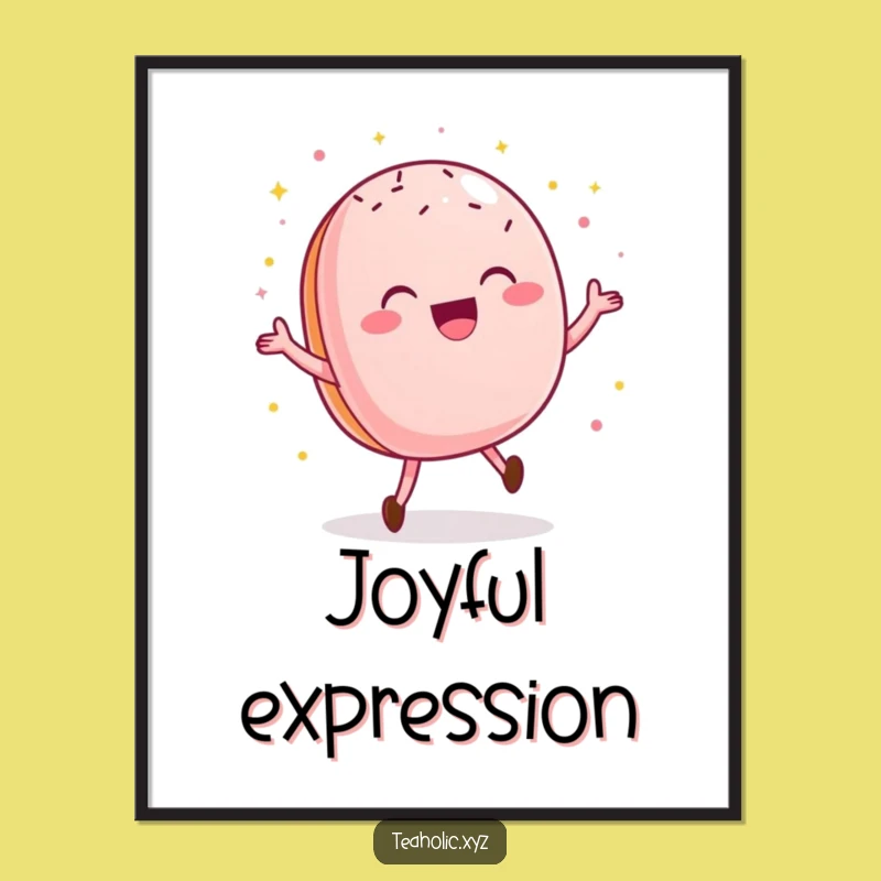 Funny Macaroon Digital Art: Instant Happy Dance Pastry Print Download