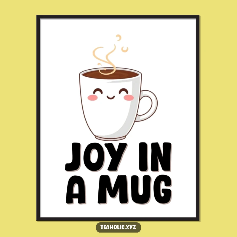 Instant Download Funny Smiling Coffee Cup Digital Art - Joyful Decor