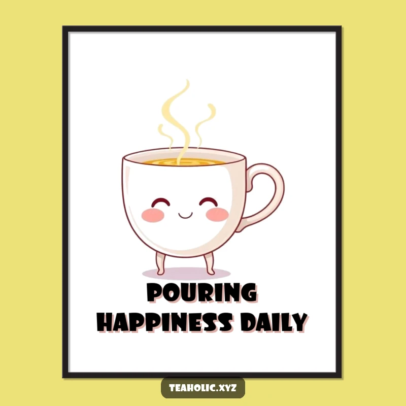 Funny Teacup Pouring Digital Art Print - Instant Cheerful Decor!