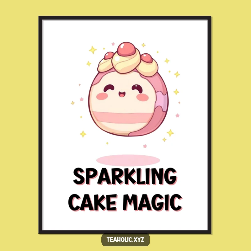 Funny Levitation Cake Sparkle Digital Art: Instant Magical Decor, Perfect Gift