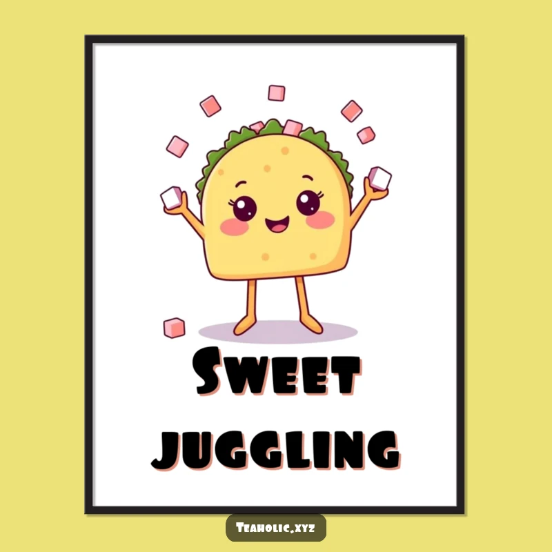 Funny Taco Juggler Digital Art: Happy Food Decor, Amazing Funny Gift for Walls