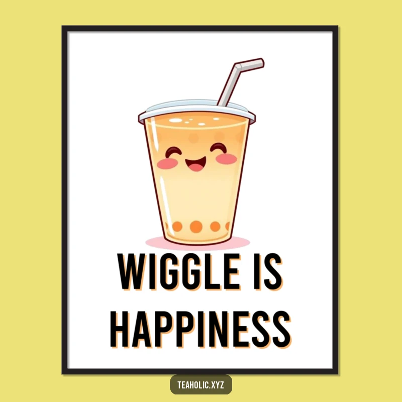 Funny Wiggle Tea Digital Art: Joyful Smiling Tea Cup Download, Instant Funny Gift