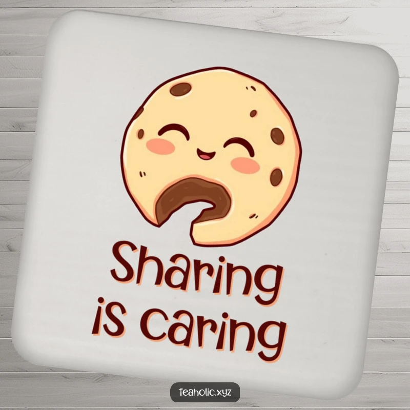 Funny Cookie Coaster: A giggling cookie with a bite taken out generously offers a crumb, adding a sweet and humorous touch.