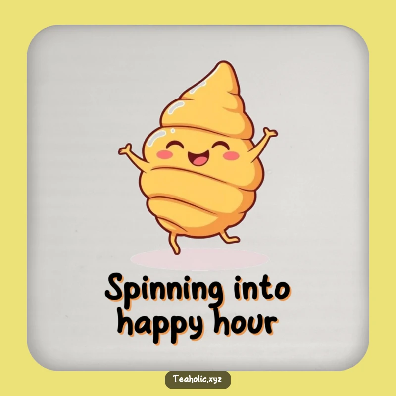 Funny Croissant Spin Coaster Set: Cheerful Pastry Protection, Unique Funny Gift