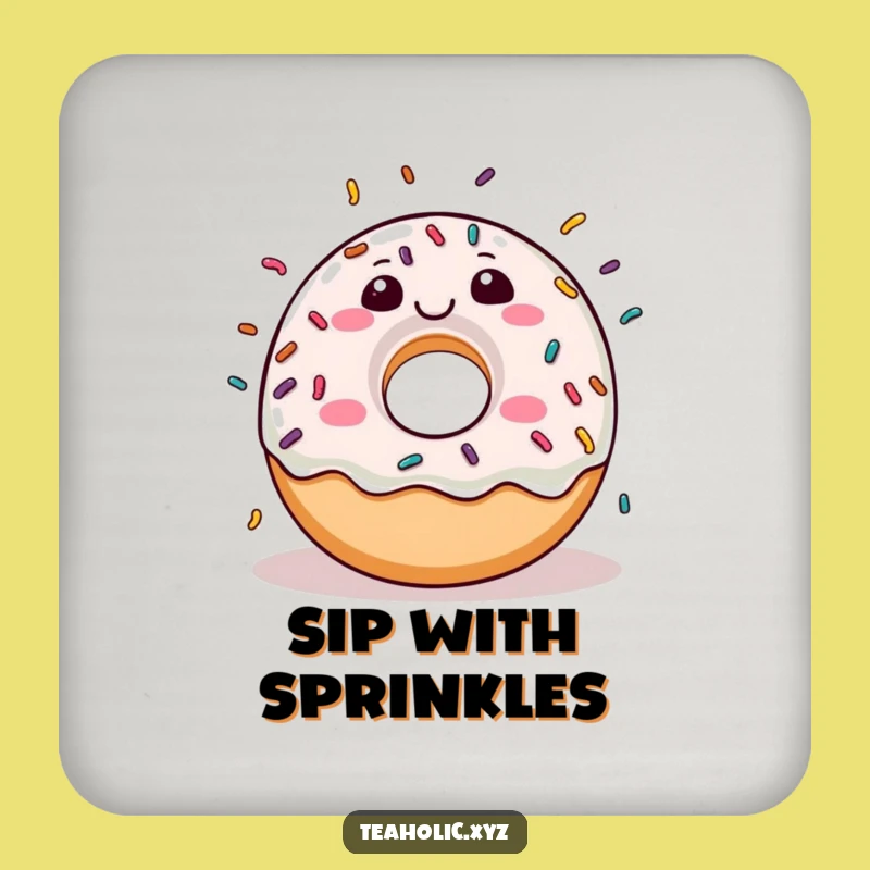 Funny Donut Sprinkle Joy Coaster: Protect Surfaces With Cheerful Doodles