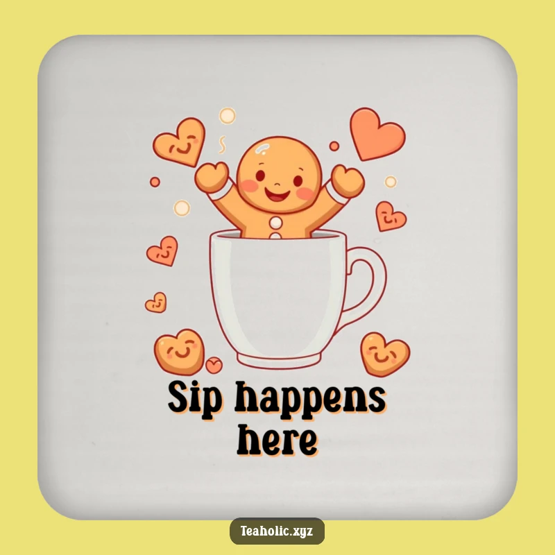 Funny Gingerbread Man Mug Jump Coaster - Protect Surfaces with Festive Smiles