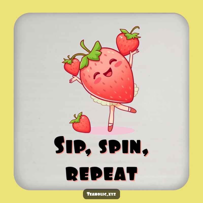 Funny Strawberry Ballet Coaster: Joyful Pirouette Drink Protector, Gift