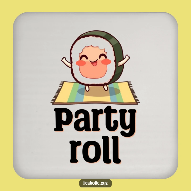 Funny Sushi Drink Coaster Set - Pleased Bouncing Sushi Slice, Table Protector