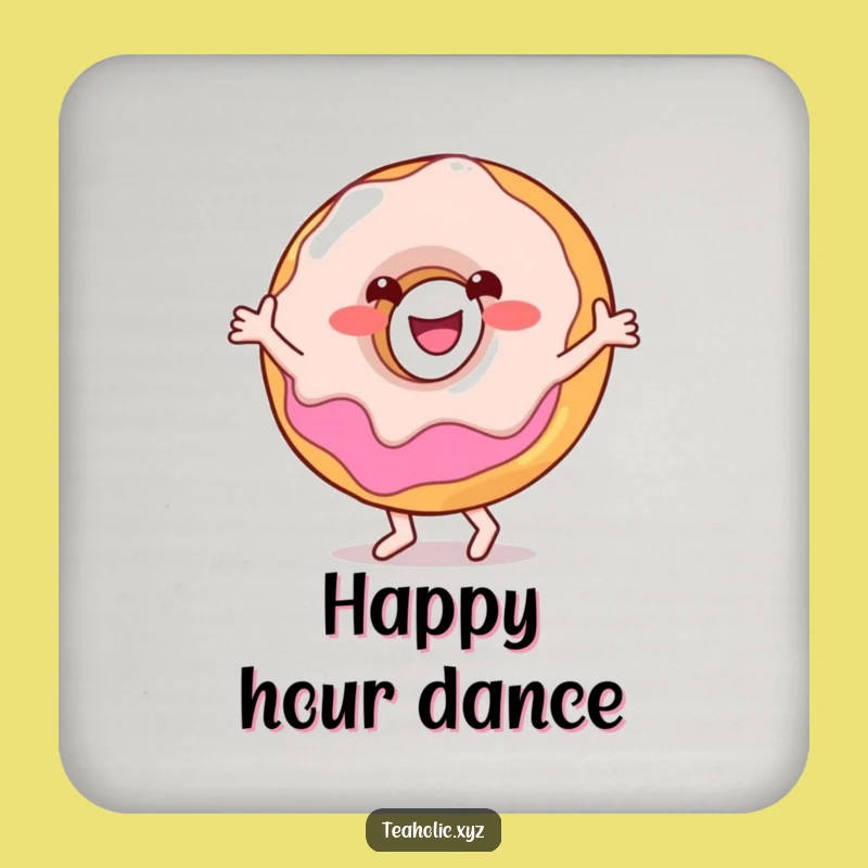 Funny Donut Dance Drink Coaster: Protect Surfaces with a Happy Character