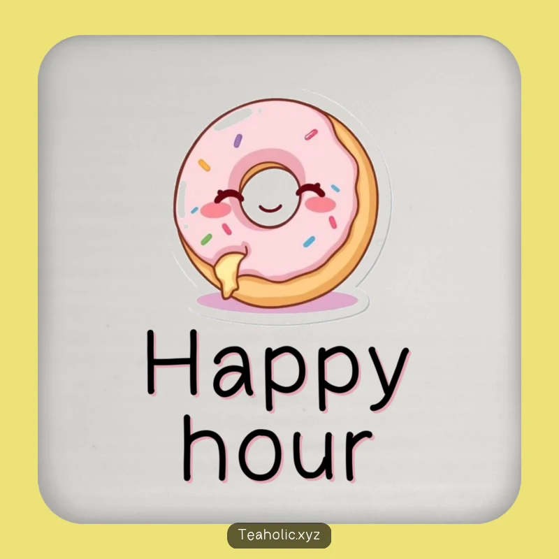 Funny Donut Drink Coaster Set - Happy Winking Donut, Sweet Table Decor